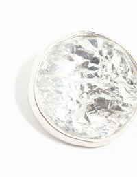 Large Rhodium Crinkle Circle Stud Earrings - link has visual effect only