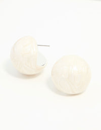 Cream Marbled Pearl Ball Stud Earrings - link has visual effect only