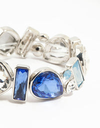 Silver Mixed Shape Blue  Diamante Stretch Bracelet - link has visual effect only