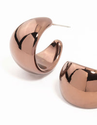 Brown Coated Metal Chunky Wide Hoop Earrings - link has visual effect only