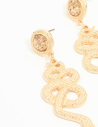 Gold Textured Snake Diamante Drop Earrings - link has visual effect only