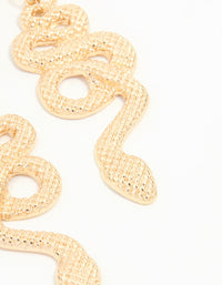 Gold Textured Snake Diamante Drop Earrings - link has visual effect only