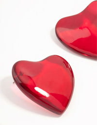 Large Red Acrylic Puffy Heart Stud Earrings - link has visual effect only