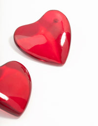 Large Red Acrylic Puffy Heart Stud Earrings - link has visual effect only