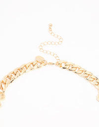 Gold Ribbed Heart Chain Necklace & Earrings Set - link has visual effect only