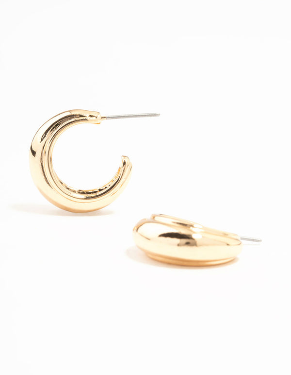 Gold Line Edge Small Hoop Earrings