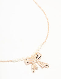 Rose Gold Pearl Bow Necklace - link has visual effect only