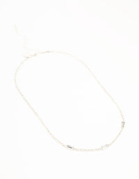 Silver Cupchain Baguette Cut Diamante Station Necklace - link has visual effect only