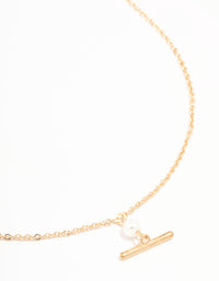 Gold Pearl & Fob Necklace - link has visual effect only