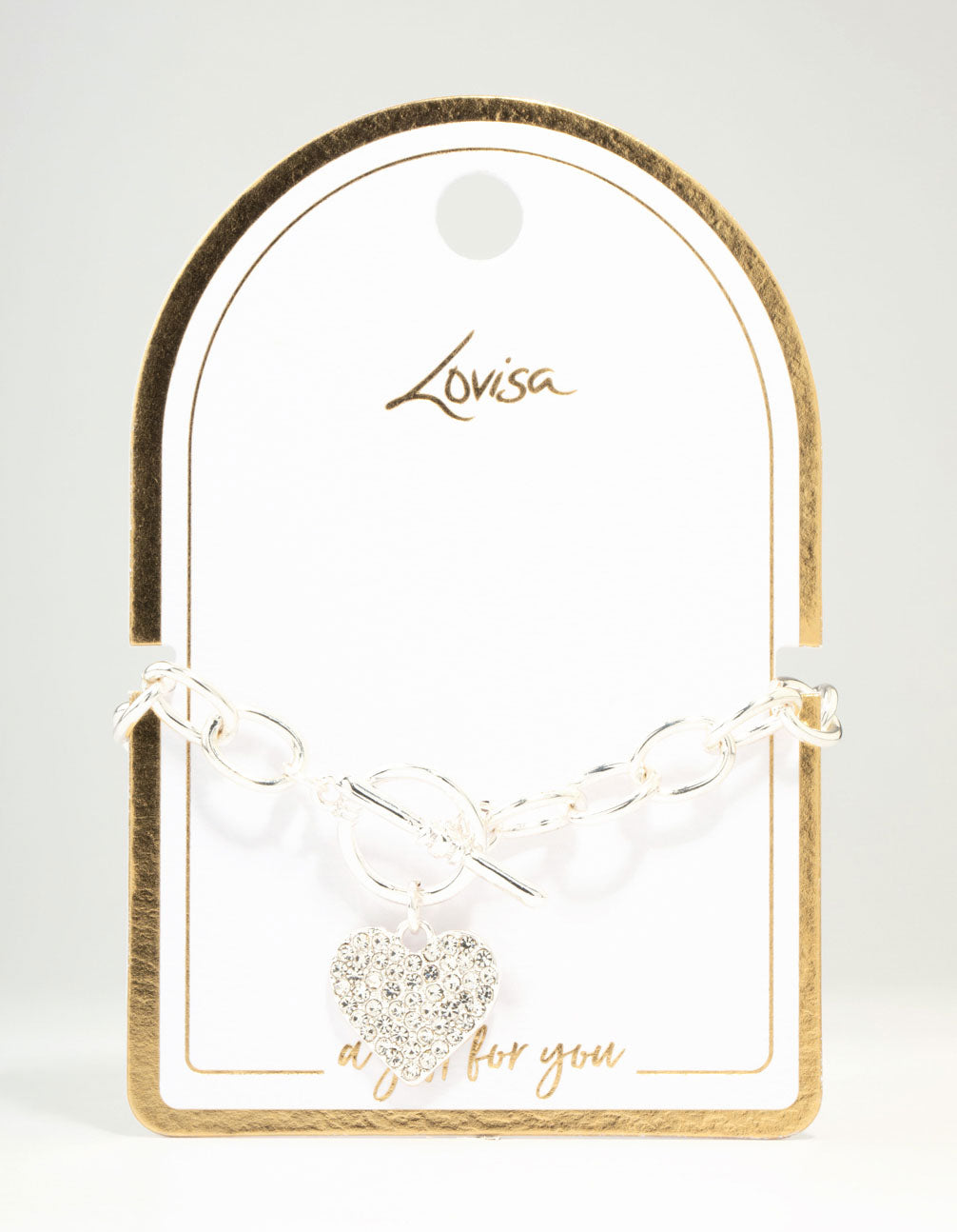 Diamante Heart Silver T & O Bracelet - Lovisa