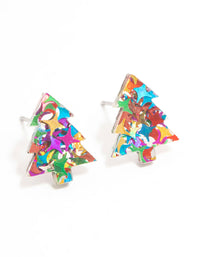 Glittery Acrylic Tree Stud Earrings - link has visual effect only