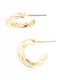 Gold Chunky Twisted Huggie Earrings - link has visual effect only