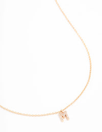 Gold Plated Cubic Zirconia Letter M  Necklace - link has visual effect only