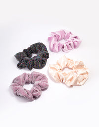 Purple & Lilac Christmas Fabric Scrunchies 4-Pack - link has visual effect only