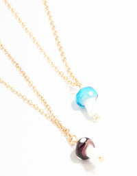 Glass Mushroom Gold Necklaces 2-Pack - link has visual effect only