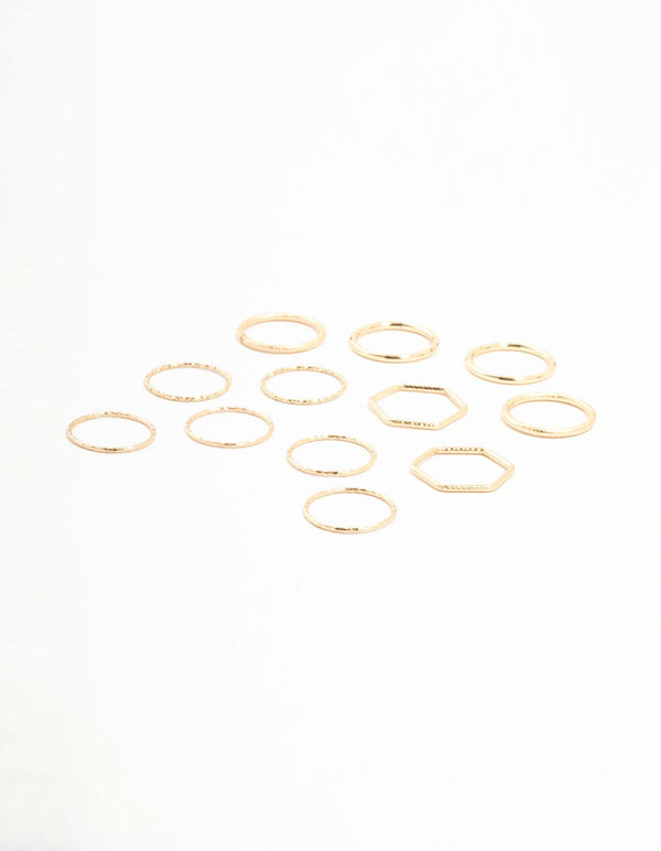 Gold Thin & Simple Rings 12-Pack