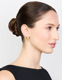 Gold Plated Wide Step Textured Hoop Earrings - link has visual effect only