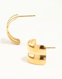 Waterproof Gold Plated Stainless Steel Double Chubby Hoop Earrings - link has visual effect only