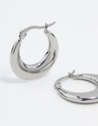 Waterproof Stainless Steel Flat Crescent Hoop Earrings - link has visual effect only