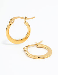 Waterproof Gold Plated Stainless Steel Small Flat Edge Hoop Earrings - link has visual effect only