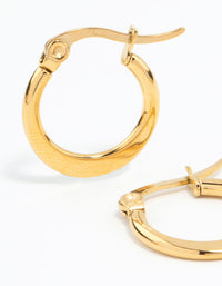 Waterproof Gold Plated Stainless Steel Small Flat Edge Hoop Earrings - link has visual effect only