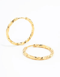 Waterproof Gold Plated Stainless Steel Twisted Hoop Earrings - link has visual effect only