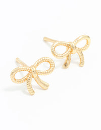 Gold Plated Sterling Silver Textured Bow Stud Earrings - link has visual effect only