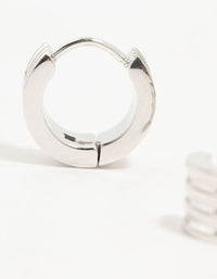 Waterproof Stainless Steel Ribbed Huggie Earrings - link has visual effect only