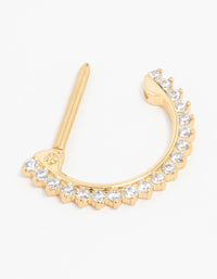 Gold Plated Surgical Steel Cubic Zirconia Half Hoop Nipple Ring - link has visual effect only