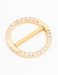 Gold Plated Surgical Steel Pave Cubic Zirconia  Hoop Nipple Ring - link has visual effect only