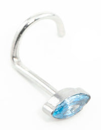 Surgical Steel Blue Marquise Cubic Zirconia Threadless Nose Stud - link has visual effect only