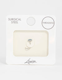 Surgical Steel Blue Marquise Cubic Zirconia Threadless Nose Stud - link has visual effect only