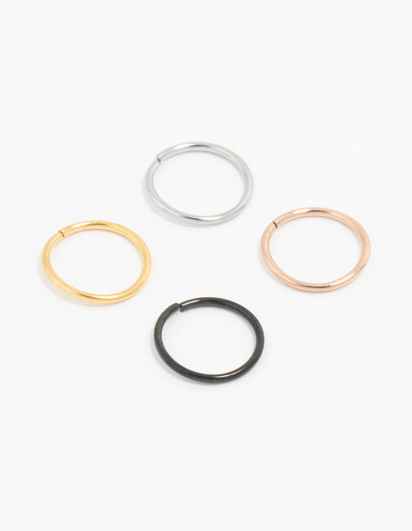 Plain Surgical Steel Nose Rings 4-Pack