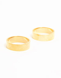 Waterproof Gold Plated Stainless Steel Cigar Band Rings 2-Pack - link has visual effect only