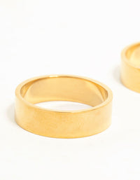 Waterproof Gold Plated Stainless Steel Cigar Band Rings 2-Pack - link has visual effect only