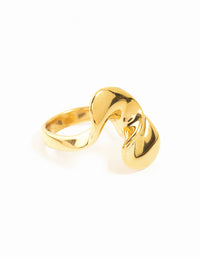 Waterproof Gold Plated Stainless Steel Elongated Ribbon Ring - link has visual effect only