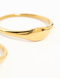 Waterproof Gold Plated Stainless Steel Dainty Signet Rings 2-Pack - link has visual effect only