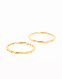 Waterproof Gold Plated Stainless Steel Fine Band Rings 2-Pack - link has visual effect only