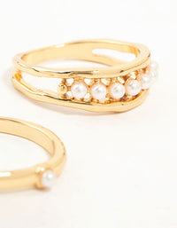 Gold Plated Petite Pearl Stacking Rings 2-Pack - link has visual effect only