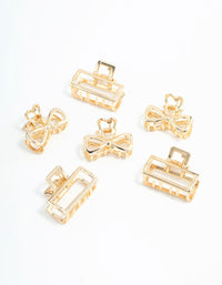 Gold Open Rectangle & Bow Claw Clips 6-Pack - link has visual effect only