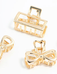 Gold Open Rectangle & Bow Claw Clips 6-Pack - link has visual effect only