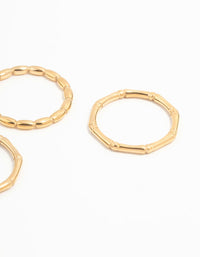 Waterproof Gold Plated Stainless Steel Bamboo Rings 3-Pack - link has visual effect only