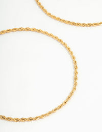 Waterproof Gold Plated Stainless Steel Rope & Chain Anklets 2-Pack - link has visual effect only