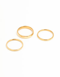 Waterproof  Gold Plated Stainless Steel Fanned Stacking Rings 3-Pack - link has visual effect only