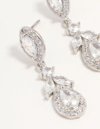 Silver Halo Cubic Zirconia  Drop Earrings - link has visual effect only