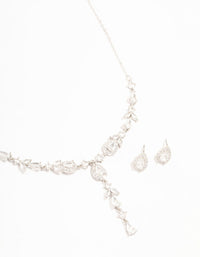 Silver Cubic Zirconia Vine Necklace & Earrings Set - link has visual effect only