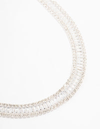 Silver Plated Cubic Zirconia Cupchain T & O Choker Necklace - link has visual effect only