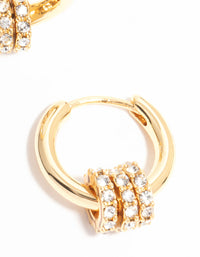 Gold Plated Mini Diamante Rings Huggie Earrings - link has visual effect only