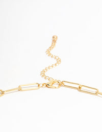 Gold Plated Oval Link Necklace - link has visual effect only