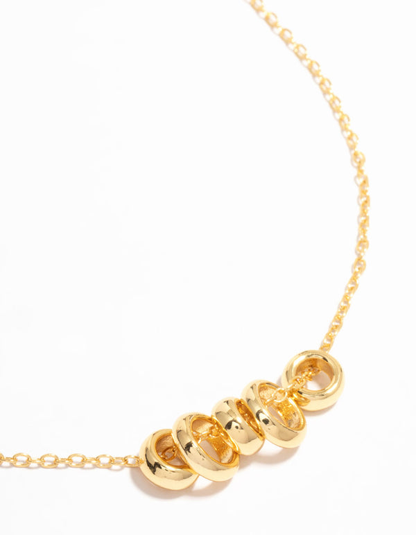 Gold Plated Rings Pendant Necklace